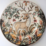 Hand painted deer plate in Autumn glory