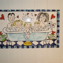Hand Painted Family Bathtime Tile Murals