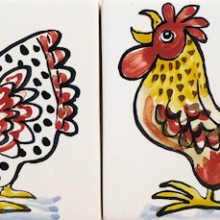 Hand painted single chicken tiles
