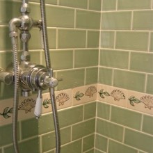 Hand Painted Tiles in Shower
