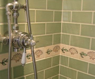 Hand Painted Tiles in Shower