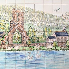 Talley Abbey in Carmarthenshire hand painted ceramic wall tiles