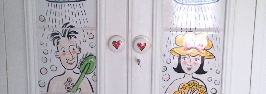 Hand Painted Mr & Mrs Bathroom Door Tiles