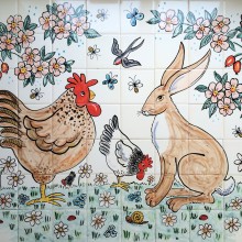 chicken and hare kitchen tile mural
