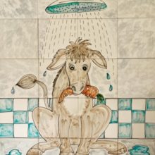 donkey shower tile mural