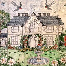 hand painted house tile mural
