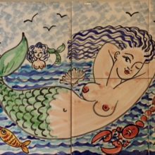 Mermaid bathroom tile mural