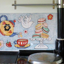 Hand Painted Tea Time Kitchen Tile Murals