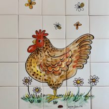 Kitchen tile mural hand painted hen