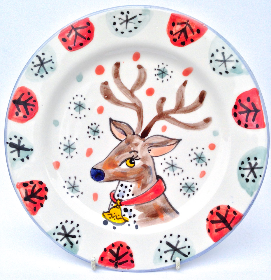 Kate Glanville Reindeer Christmas Plate Gift