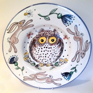 Hand Painted Owl Plate