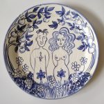 Adam and Eve Blue and White plate