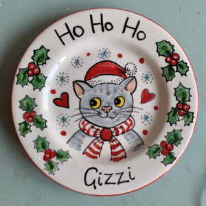 Holly hand painted Christmas Plate