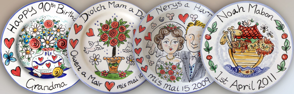Colourful hand painted personalised Plates