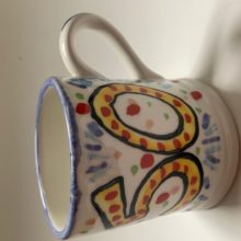 50 birthday hand painted mug