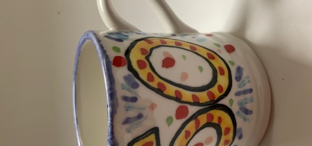 50 birthday hand painted mug