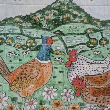 Aga Cooker pheasant and chicken tile mural