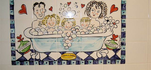 Hand Painted Family Bathtime Tile Murals