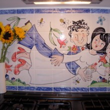 Happy couple hand painted Kitchen Tiles
