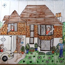 Bespoke Aga splashback Tiles personalised for a family kitchen