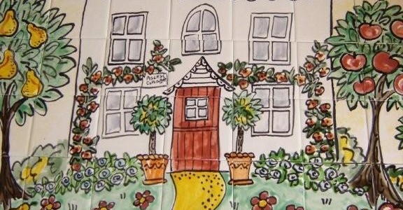 Hand Painted Cottage Kitchen Tiles