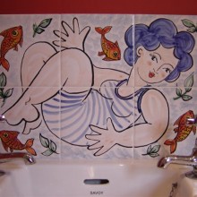 Hand Painted Sink Splashback Tiles