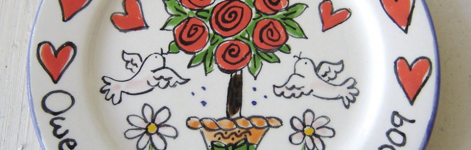 Rose Tree Personalised Plate Diolch