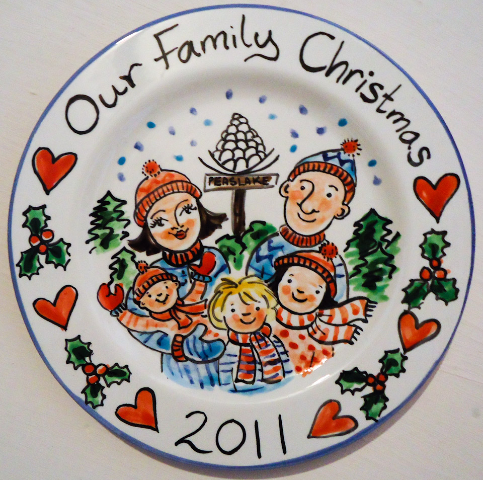 Our Family Christmas Hand Painted Plate 2011