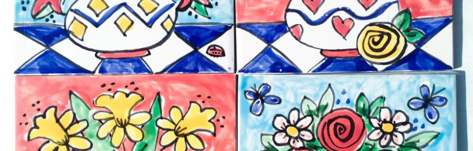 Hand Painted Summer Flowers Single Tiles