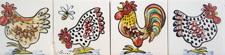 Hand painted single chicken tiles