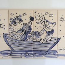 Owl pussy cat bathroom tile mural