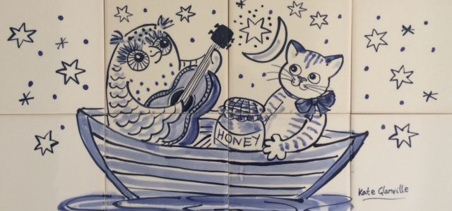 Owl pussy cat bathroom tile mural