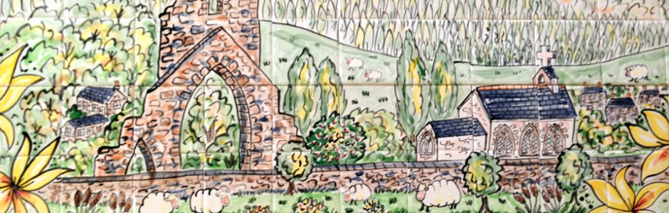 Talley Abbey in Carmarthenshire hand painted ceramic wall tiles