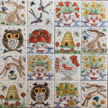 single tles, owl, hare, beehive and flowers