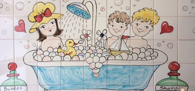 Bath-time tile mural