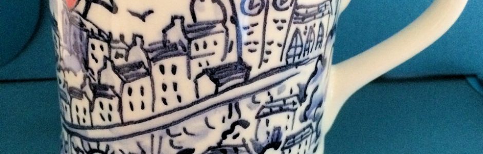 Hand painted blue Llandeilo mug