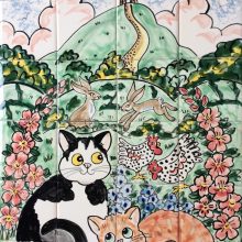 Hand painted tile mural of Paxton Tower