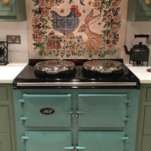 Chicken and Hare tile mural splash back behind Aga