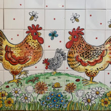 Chickens hand painted mural