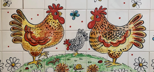 Chickens hand painted mural