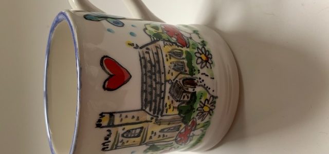 Church wedding painted mug