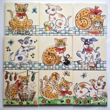 Single cat and dog ceramic wall Tiles