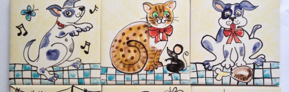 Single cat and dog ceramic wall Tiles