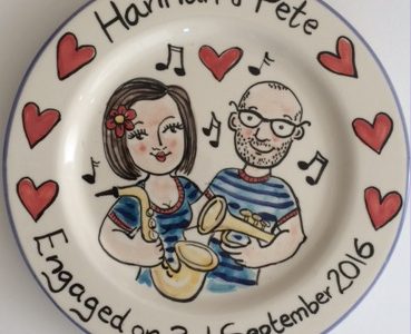 Hand painted celebration of Engagement plate gift