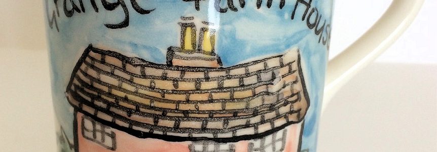 hand painted farm mug