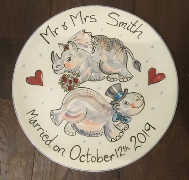 Weddings & Anniversary Plates - Kate Glanville Hand Painted Tiles