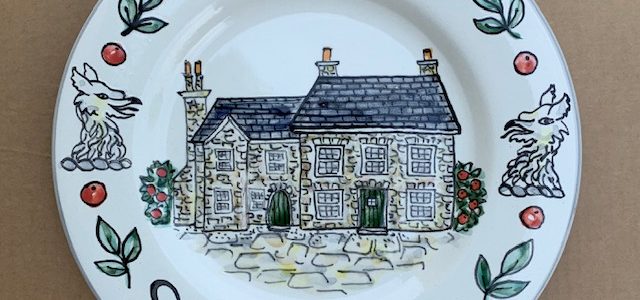 Hand painted holiday rental plate