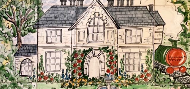 hand painted house tile mural
