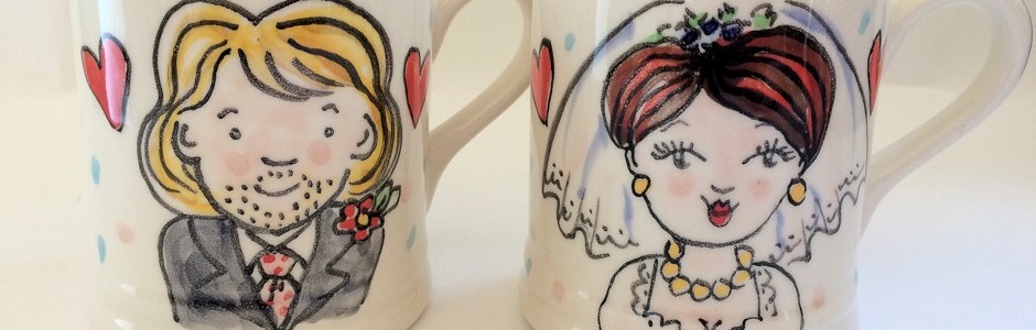 Hand painted wedding mug gifts