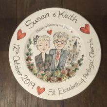 hand painted wedding plate october 2019